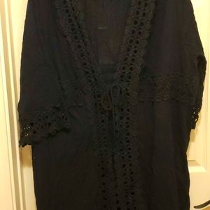 Plus size swimsuit cover up in black